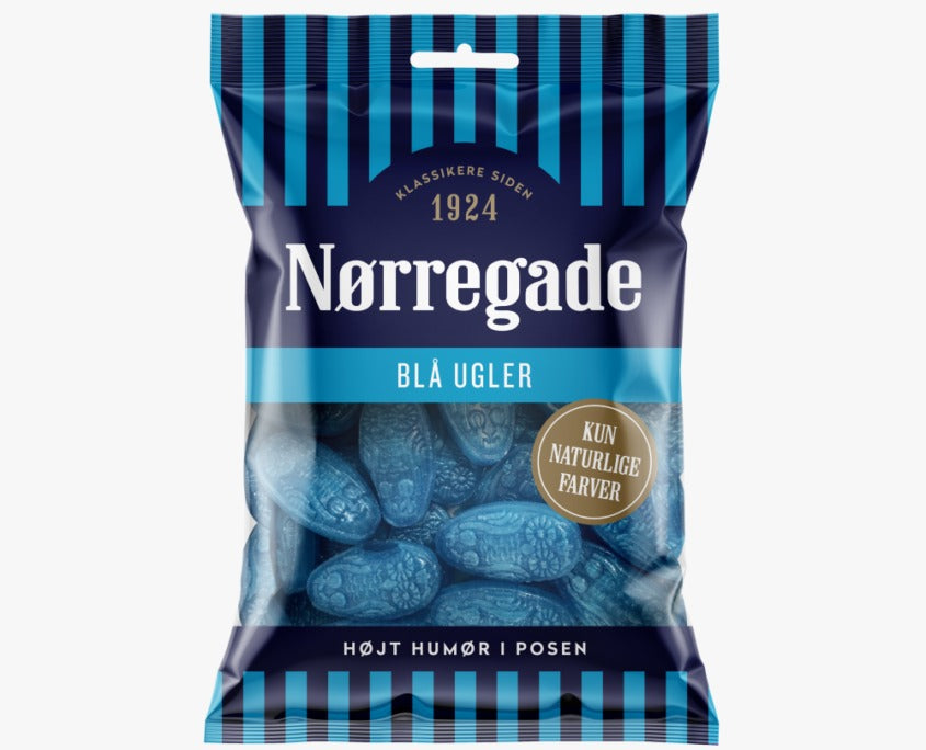 Norregade Blå ugler 100g x 24st / 2,40kg