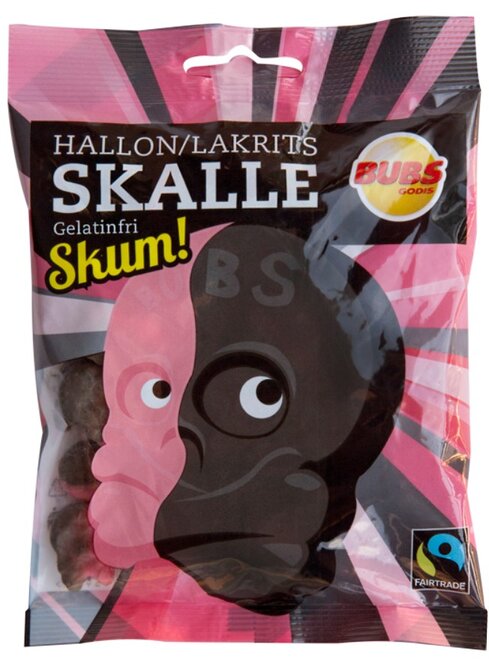 Bubs Hallon/Lakrits Skalle Skum 90g x 12st / 1,08kg